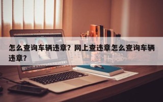 怎么查询车辆违章？网上查违章怎么查询车辆违章？