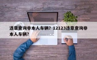 违章查询非本人车辆？12123违章查询非本人车辆？