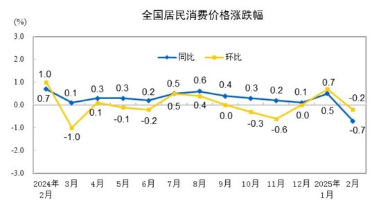 国家统计局：2025年2月份居民消费费用
同比下降0.7%-第1张图片-静柔生活网